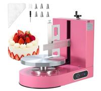 VEVOR Máquina para Decorar Pasteles, para Untar y Cubrir Crema, Bajo Ruido, Plato Giratorio con Raspador Ajustable, para Pasteles 15 y 35 cm, Velocidad de Rotación 25-320 RPM, Rosa, 600 x 370 x 550 mm