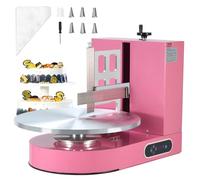 VEVOR Máquina para Decorar Pasteles, para Untar y Cubrir Crema para Pasteles, Bajo Ruido, Plato Giratorio con Raspador Ajustable, Velocidad de Rotación de 25-320 RPM, Rosa, 700 x 500 x 550 mm