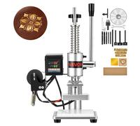 VEVOR Máquina Perforadora de Cuero 10 x 10 cm Punzonadora Manual de Metal, para Grabado en Caliente y Perforación, Accesorios de 26 Sellos y 50 Papeles de Transferencia, Presión 160 kg, Carrera 40 mm