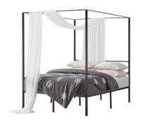 VEVOR Marco de Cama con Dosel de Tamaño Full, Diseño de Cuatro Postes de Metal 196,5x137x183 cm Soporte de Láminas de Acero Resistente Espacio de Almacenamiento Debajo, No Necesita Somier, Negro