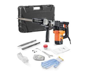 VEVOR Martillo de Demolición 1400 W 19 J 2900 BPM Martillo Eléctrico con Cable 5/8" con 2 Cinceles Reemplazables Mango Giratorio 360° Rompe Hormigón Antivibración para Cincelar Construcción Fontanería