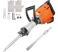 VEVOR, martillo demoledor eléctrico de 1500 W, martillo neumático eléctrico, rompedor, 65 A, con broca para martillo demoledor con mango ergonómico giratorio de 360° para hormigón