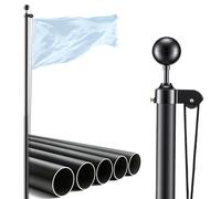 VEVOR Mástil de Bandera para Exterior 9,14 m, Asta para Bandera de Aluminio Extragrueso, Diseño Modular, con Base de Fijación Kit Completo de Montaje, para Fiesta Eventos Comercial Patio, Color Negro