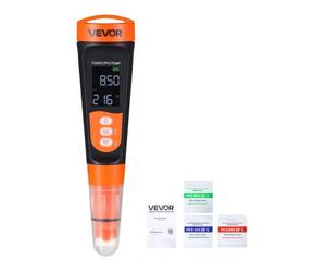 VEVOR Medidor de pH Digital, Probador Multifuncional de pH Conductividad TDS, a Prueba de Agua IP68, Pantalla VA, con Solución de Calibración, para Hidroponía Piscina Agua Potable Laboratorio Acuario