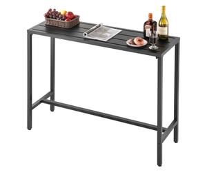 VEVOR Mesa Alta de Bar de Exterior, 1200 x 375 x 980 mm, Mesa de Comedor Rectangular con Tablero Impermeable y Estructura de Metal Resistente, Mueble de Jardín para Patio, Terraza, Piscina, Negro