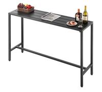 VEVOR Mesa Alta de Bar de Exterior, 1400 x 375 x 980 mm, Mesa de Comedor Rectangular con Tablero Impermeable y Estructura de Metal Resistente, Mueble de Jardín para Patio, Terraza, Piscina, Negro