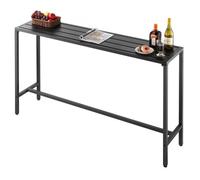 VEVOR Mesa Alta de Bar de Exterior, 1600 x 375 x 980 mm, Mesa de Comedor Rectangular con Tablero Impermeable y Estructura de Metal Resistente, Mueble de Jardín para Patio, Terraza, Piscina, Negro