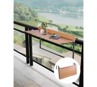 VEVOR Mesa Colgante para Balcón, Mesa Plegable para Balcón al Aire Libre de 1000 x 485 x 480 mm con Barandillas, Ajustable en 5 Niveles, se Adapta a Barandillas de 1-5,31", Mesa para Patio y Terraza