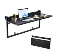 VEVOR Mesa Colgante Plegable Balcón 1015 x 380 mm Capacidad de Carga 27 kg | para Jardín Patio Terraza Exterior, Apto para Barandillas de 0-90 mm, 5 Alturas Ajustables, Compuesto de Madera y Plástico