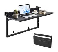 VEVOR Mesa Colgante Plegable de Balcón 795 x 380 mm Mesa Auxiliar Negro | para Jardín Patio Terraza Exterior, Compatible con Barandillas de 0-90 mm, Capacidad de Carga de 27 kg, 5 Alturas Ajustables