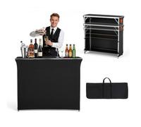 VEVOR Mesa de Bar Portátil 1105 x 390 x 1010 mm, Estación de Bar Plegable, Altura Ajustable, con Funda 2 Estantes de Almacenamiento Bolsa de Transporte, Barra de Bar Exterior para Eventos Feria Fiesta
