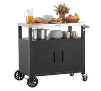 VEVOR Mesa de Barbacoa 924 x 445 x 818 mm Tablero de Acero Inoxidable, Carrito de Cocina con Ruedas, Con Armario de Almacenamiento, Con Abridor de Botellas, Para Jardín, Bar, Zona de Barbacoa