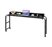 VEVOR Mesa de Cama, Mesa Auxiliar Móvil con 4 Ruedas (2 con Freno) y Toma de Corriente Altura Ajustable Escritorio para Portátil con Ruedas Escritorio Portátil de Aglomerado para Hogar, Negro