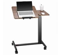 VEVOR Mesa de Cama, Mesa Auxiliar Móvil con Escritorio Abatible y 4 Ruedas Altura y Ángulo Ajustables Escritorio para Portátil con Portavasos para Cama, Hogar y Estudio, Color Madera y Negro