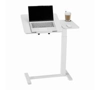 VEVOR Mesa de Cama, Mesa Auxiliar Móvil con Escritorio Abatible y 4 Ruedas Ocultas, Altura y Ángulo Ajustables Escritorio para Portátil con Portavasos para Cama, Hogar, Oficina y Estudio, Blanco