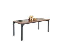 VEVOR Mesa de Comedor Rectangular 180x80x75 cm Grosor de 1,8 cm Mesa de Madera para 6-8 Personas Mueble de Comedor con Patas de Hierro para Oficina, Hogar, Cocina, Sala de Estar, Marrón, Solo Mesa