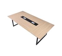 VEVOR Mesa de Conferencias para 10 Personas, Rectangular, para Seminarios, Reuniones, Multiusos, con Patas de Metal, Ideal para Oficinas, Salas de Conferencias, Color Marrón, 2400 x 1200 x 750 mm