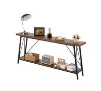 VEVOR Mesa de Consola Estrecha para Sofá, 180 x 30 x 80 cm, Mesa de Entrada Larga de 2 Niveles, Mesa de Sofá Estrecha con Marco de Metal, para Entrada, Pasillo, Sala de Estar, Marrón y Negro