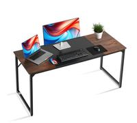 VEVOR Mesa de Estudio 160 x 60 x 75 cm, Escritorio Ejecutivo con Tablero de Partículas y Soporte de Metal, Escritorio de Ordenador, Carga de 68 kg, para Oficina, Estudio, Casa, Marrón y Negro