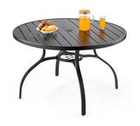 VEVOR Mesa de Patio, Redonda, de Acero al Carbono, para Patio, Jardín, Terraza, Impermeable, con Orificio para Sombrilla de 38 mm, Capacidad de Carga de 68 kg, Color Negro, 1200 x 1200 x 725 mm