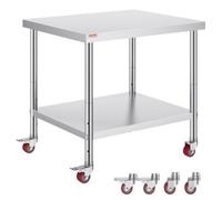 VEVOR Mesa de Preparación de Comida Acero Inoxidable 90 x 76 x 5,5 cm Tabla de Cocina Profesional Capacidad de Carga 100 kg Tabla de Trabajo de Cocina Catering Ajustable para Restaurante Escuela