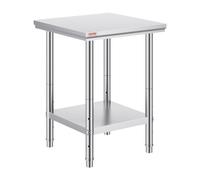 VEVOR Mesa de Preparación de Comida de Acero Inoxidable 60 x 60 x 80cm Tabla de Cocina Profesional Capacidad de Carga 750kg Tabla de Trabajo de Cocina de Catering Ajustable para Restaurante Escuela