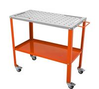 VEVOR Mesa de Soldadura de 91,4 x 45,7 cm Banco de Trabajo de Soldadura Carga de 544 kg de Acero sobre Ruedas con Freno, 2 Niveles 4 Ranuras de herramientas, Orificios para Fijaciones de 1,6 cm