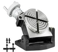VEVOR Mesa de Trabajo Rotativa Horizontal y Vertical, 100 mm Mesa Giratoria para Fresadoras con 4 Ranuras, 70 y 15 mm Fresadora de Mesa de Trabajo Rotativa para Perforar, Fresar o Cortar en Taller