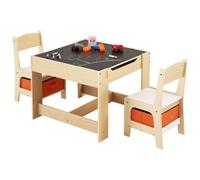 VEVOR Mesa Infantil, con 2 Sillas y Caja de Almacenamiento de Tela Debajo de las Sillas, para Leer, Aprender, Dibujar y Escribir, Conjunto de Asientos para Guardería, para Niños de 2 a 8 Años