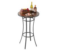 VEVOR Mesa Redonda de Bar para Exteriores, Mesa de Bistró de 600 x 600 x 1000 mm, Mesas de Patio con Estructura Metálica Resistente, Mueble de Mostrador para Comedor, Balcón, Jardín y Piscina