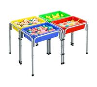 VEVOR Mesa Sensorial Infantil, Juegos de Agua y Arena para Niños de 3-6 Años, Altura Ajustable, Patas Antideslizantes, 4 Cajas Desmontables, Marco de Acero al Carbono, Mesa para Exploración Educación