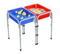 VEVOR Mesa Sensorial Infantil, Mesa de Juego de Agua y Arena para Niños de 3-6 Años, 3 Alturas Ajustables, 2 Cajas Desmontables, Patas Antideslizantes, Acero al Carbono, para Actividades al Aire Libre