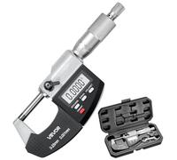VEVOR Micrómetro Digital para Exteriores, Rango de Medición 0 a 25,4 mm, Resolución 0,001 mm, Precisión Ultrarrápida de 0,0001, Pantalla LCD, Punta de Carburo y Estuche Protector, 165 x 60 x 25 mm
