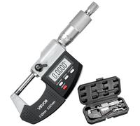 VEVOR, Micrómetro digital, tornillo de medición con mordazas, rango de medición de 0 a 25,4 mm, resolución de 0,001 mm, máxima precisión de 0,003 mm, pantalla LCD, cambio entre unidades (pulgadas/mm),