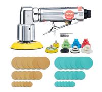 VEVOR Mini Lijadora Neumática 25/50/76 mm Lijadora Orbital Aleatoria Velocidad 15000 rpm Lijadora para Carrocería de Automóvil 58 PCS con Esponjas Onduladas Papeles de Lija Almohadillas de Lana