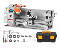 VEVOR Mini máquina de torno de metal, 7 pulgadas x 16 pulgadas, 800 W de precisión de sobremesa, 150-2500 RPM de velocidad continuamente variable, con caja de herramientas de portabrocas de metal de