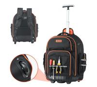 VEVOR Mochila con Ruedas de 440 x 250 x 480 mm Capacidad de Carga de 50 kg Mochila de Herramientas Resistente con 45 Bolsillos, Asa Telescópica Ajustable y Base Estable para Construcción y Mecánico