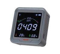 VEVOR Monitor de Dióxido de Carbono, 400 a 5000 ppm, con Pantalla de Temperatura y Humedad, Sensor NDIR con Cable 4,5 m, para Exteriores, Hogar, Oficina, Coche, Montaje en Pared, 90 x 40 x 100 mm