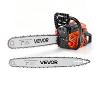 VEVOR Motosierra de Gasolina 62 CC Motor de 2 Tiempos Motosierra de Poda, Herramienta para Talar, Podar y Cortar Leñas, 2,7 kW, Doble Espada de 508 mm y 558,8 mm, Arranque Fácil, Mango Antideslizante