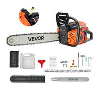 VEVOR Motosierra de Gasolina de 455 mm, Motosierra de Gasolina de 52 cc, 2,4 HP con Mango Antideslizante, Doble Depósito de Combustible, Ideal para Cortar Madera, Podar Árboles y Limpiar Terrenos