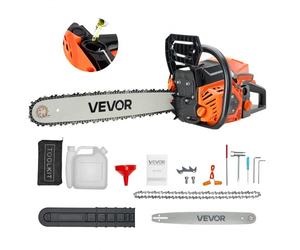 VEVOR Motosierra de Gasolina de 508 mm, Motosierra de Gasolina de 58 cc, 2,7 HP con Mango Antideslizante, Doble Depósito de Combustible, Ideal para Cortar Madera, Podar Árboles y Limpiar Terrenos