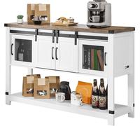 VEVOR: Mueble bar para café, 120 x 39,8 x 83 cm. Mueble de estilo rústico con 4 compartimentos de almacenamiento y puerta corredera, ideal para la entrada del salón