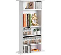 VEVOR Mueble de Almacenamiento Multimedia Mueble para DVD de 5 Capas Capacidad de 240 CD Estantes Ajustables de CD para Proteger Colecciones de Música, Películas, Videojuegos o Recuerdos, Blanco