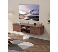 VEVOR Mueble de TV en la Pared, Estante Flotante para TV 1520 x 390 x 368 mm con Estante Ajustable y Puertas Correderas para Reproductor de DVD, Decodificador de Cable, Carga de 52 kg, Nogal