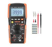 VEVOR Multímetro Digital TRMS, 4000 Cuentas, Voltímetro, Ohmímetro, con Rango Automático Manual Conmutable, Comprobador Voltaje CA/CC 1000 V, Resistencia y Continuidad, 190 x 95 x 60 mm, Negro