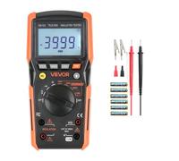 VEVOR Multímetro Digital TRMS, 4000 Cuentas, Voltímetro, Ohmímetro, con Rango Automático Manual Conmutable, Comprobador Voltaje CA/CC 1000 V, Resistencia y Continuidad, 190 x 95 x 60 mm, Negro