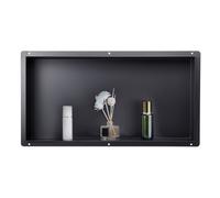 VEVOR Nicho de Ducha Empotrado 33x63,5x10,2 cm Estante Divisor de Pared de Acero Inoxidable Organizador de Jabón y Champú sin Marco Sellado Impermeable Duradero Fácil de Instalar para Baño, Negro