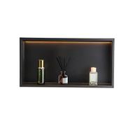 VEVOR Nicho de Ducha Empotrado 33x63,5x10,2 cm Estante Divisor de Pared de Acero Inoxidable Organizador de Jabón y Champú con Tira LED Sellado Impermeable Duradero Fácil de Instalar para Baño, Negro