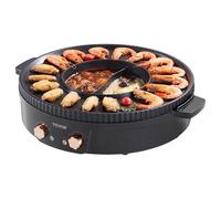 VEVOR Olla Caliente con Parrilla Eléctrica sin Humo 2 en 1 de 1800 W, con Control de Temperatura Dual Independiente, Sartén Antiadherente, para Cenas Familiares de 2 a 8 Personas, 415 x 160 mm