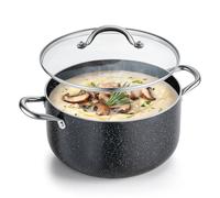 VEVOR Olla de Aleación de Aluminio Capacidad de 7,6 L, Olla con Revestimiento Cerámico, Tapa de Vidrio, Base de 2 Capas y Asas Soldadas Reforzadas, Fácil de Transportar, Ideal para Sopas, Guisos